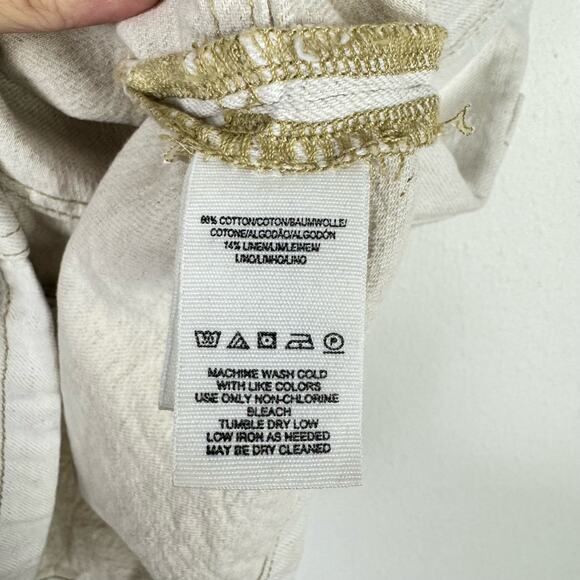 Free People Splendor in the Grass Neutral Ivory Denim High Waist Paperbag Skirt - Picture 9 of 9